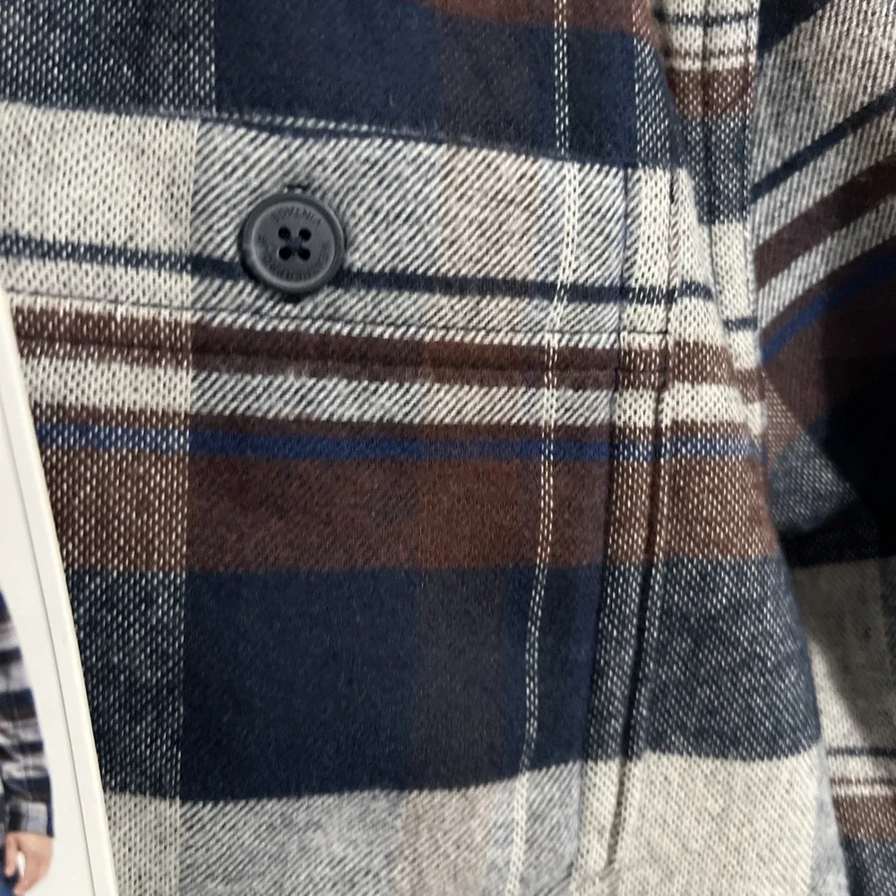 Original Weatherproof SMALL BROWN GRAY 60% Cotton NwT Flannel Jacket Shackleton - Picture 6 of 12